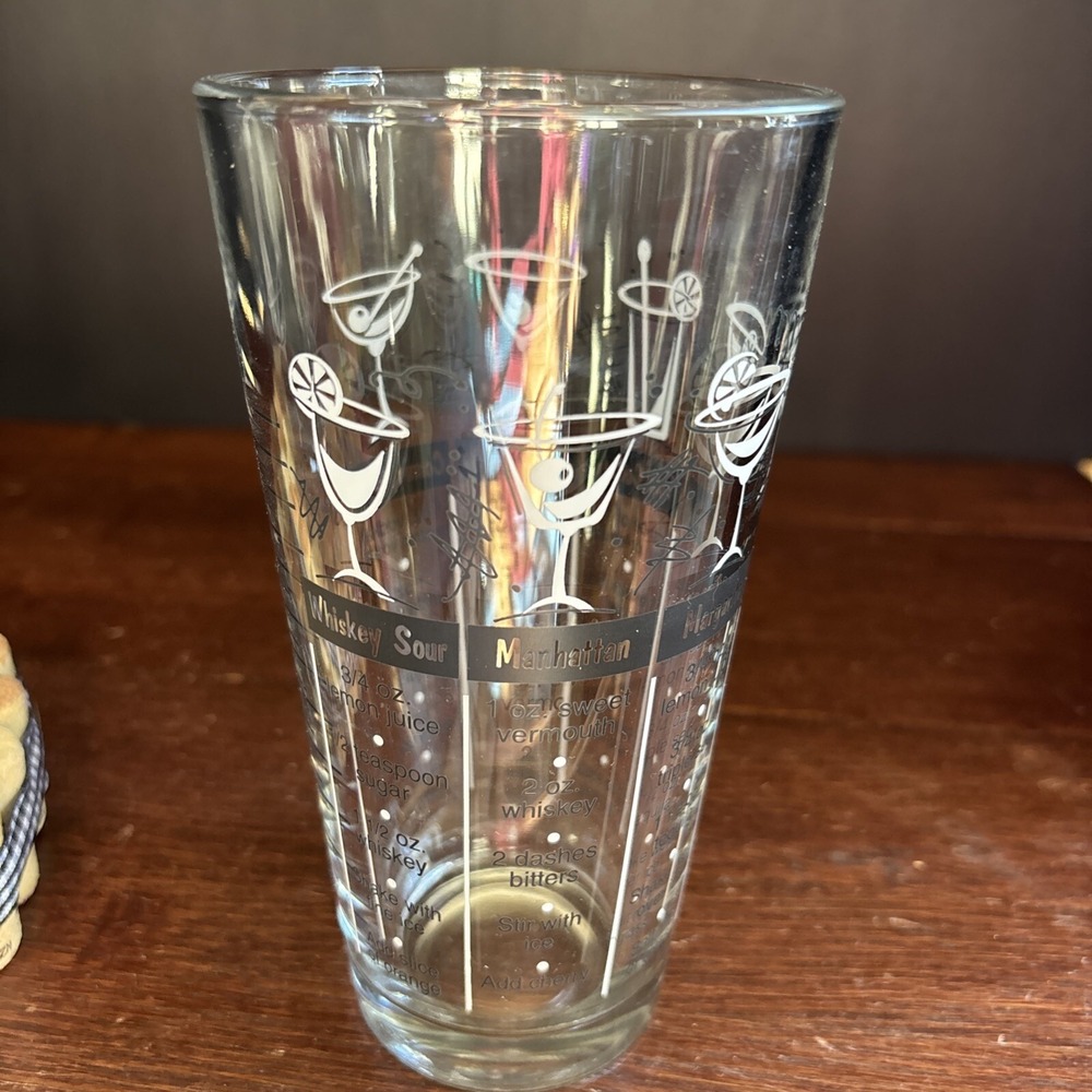 VTG Libbey Extra Tall Cocktail Mixed Drink Recipe Bar Glass Shaker HEAVY 6.75"